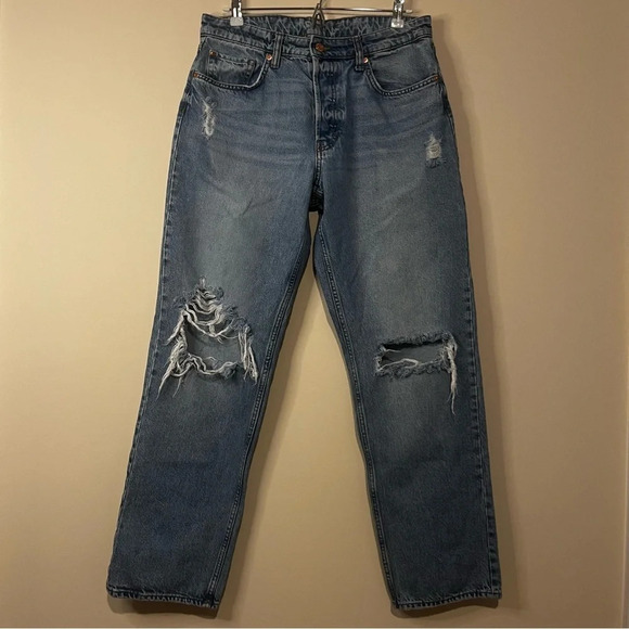 & DENIM Distressed 90s Boyfriend Light Wash Jeans - Picture 2 of 11